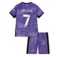 Camiseta Liverpool Luis Diaz #7 Tercera Equipación Replica 2023-24 para niños mangas cortas (+ Pantalones cortos)